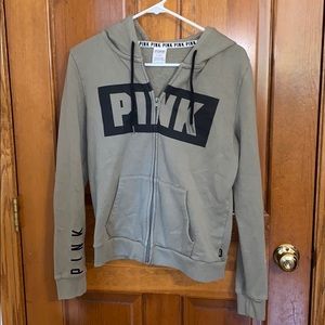 Army Green PINK Zip-Up Hoodie